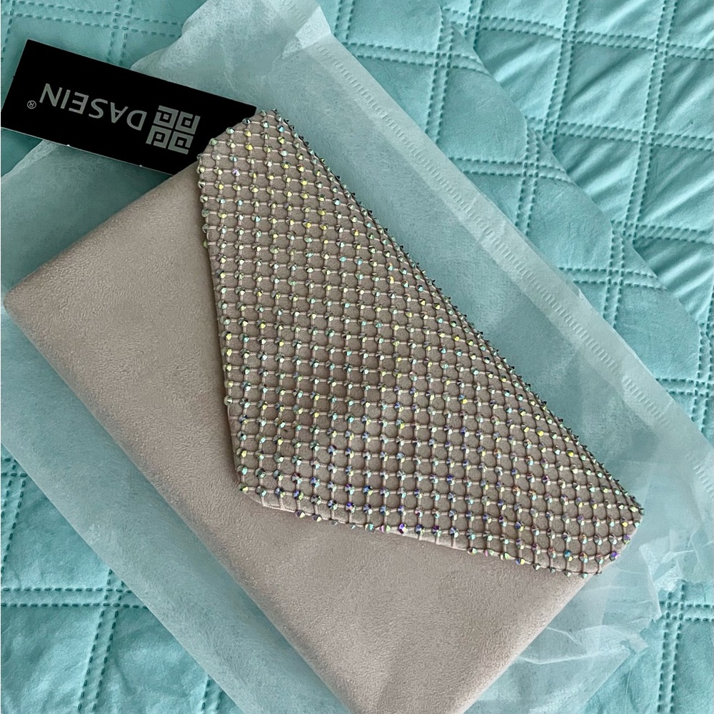 Dasein Blush Pink Rhinestone Clutch (has shoulder strap)